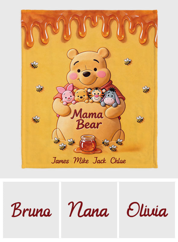 Mama Bear - Personalized Yellow Bear Blanket