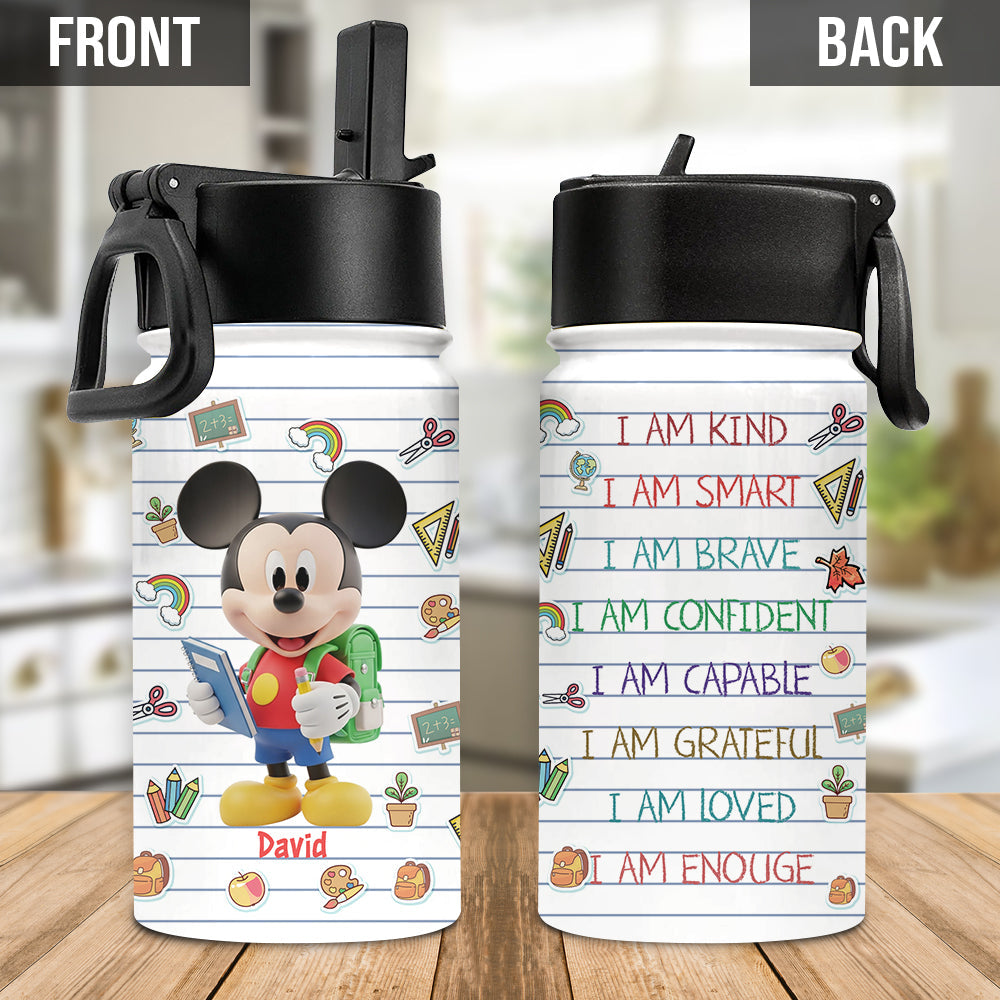 Back To School - Personalized Mouse Kids Water Bottle