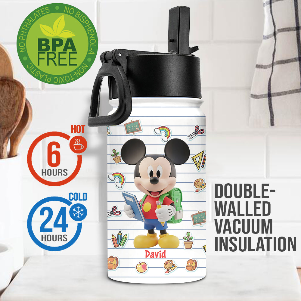 Back To School - Personalized Mouse Kids Water Bottle