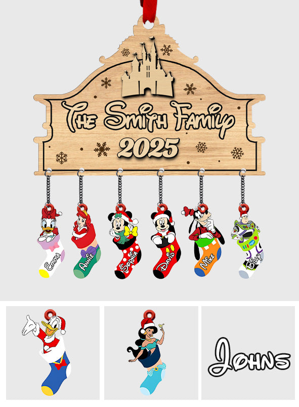 Personalized Cartoon Characters Family Stocking Ornament - Personalized Mouse Ornament With Charm