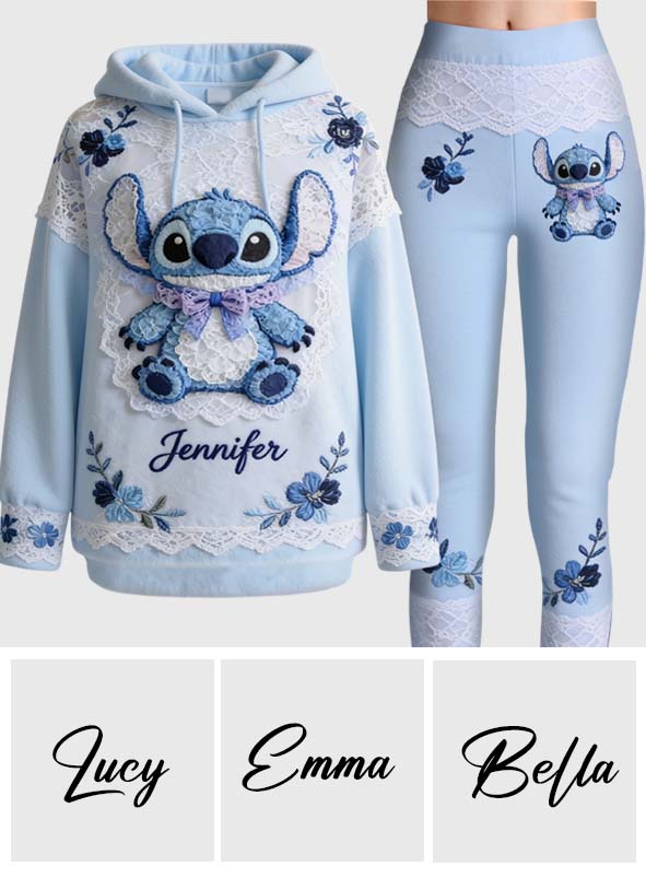Blue Alien - Personalized Ohana Hoodie and Leggings
