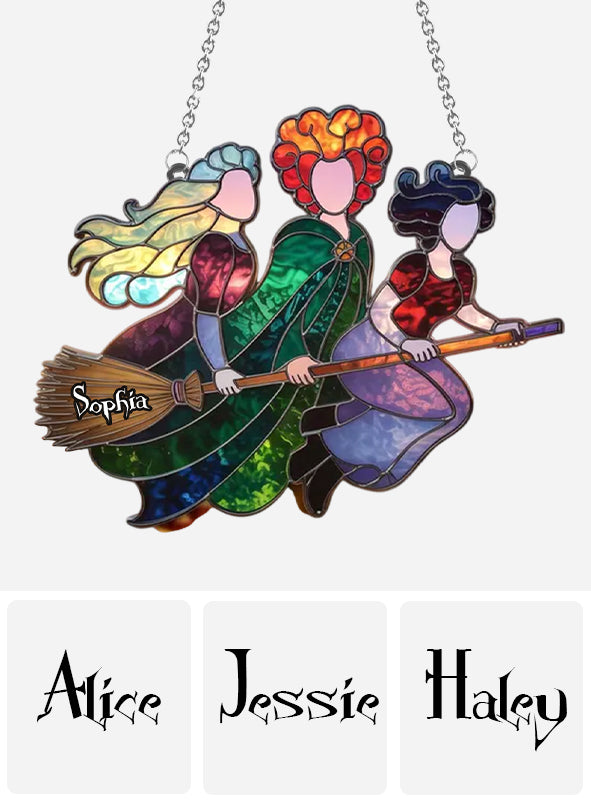 Sisters - Personalized Three Witches Window Hanging Suncatcher Ornament