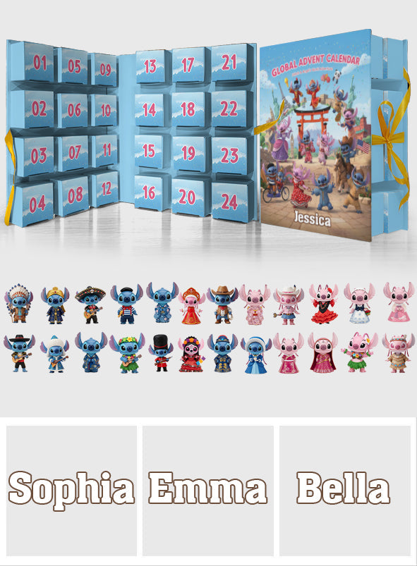 Global Advent Calendar, Traditional Costumes - Personalized Ohana Folded Advent Calendar With Ornaments