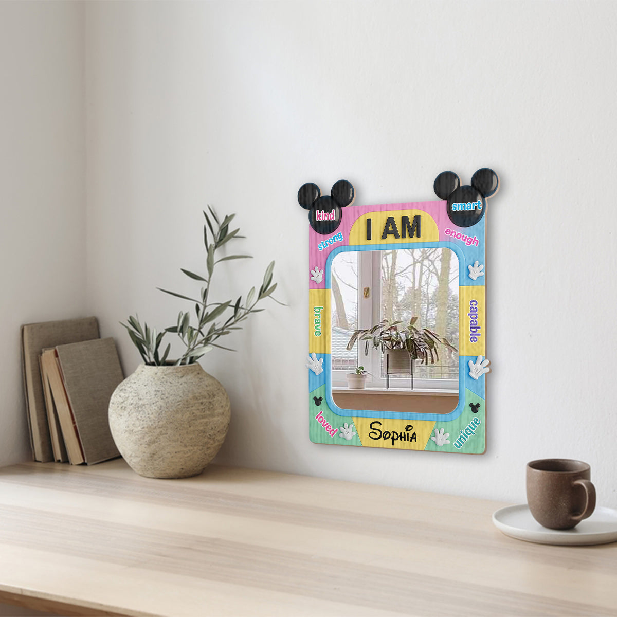 Affirmations Gift - I Am Kind - Personalized Mouse Wall Hanging Mirror
