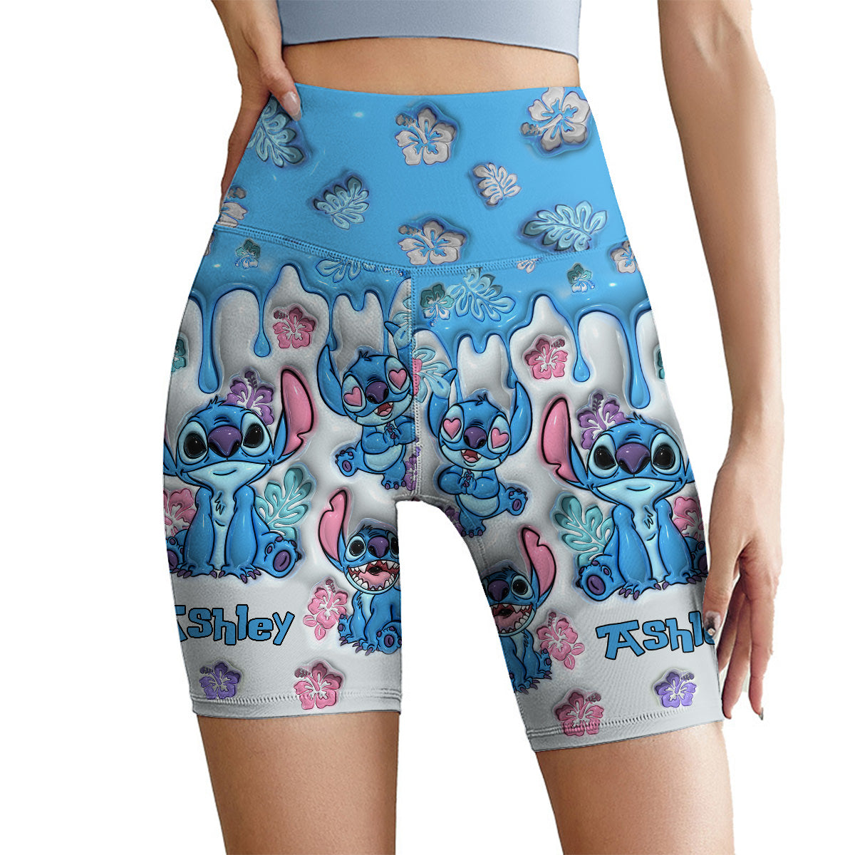 Blue Ohana - Personalized Ohana High-Waisted Biker Shorts