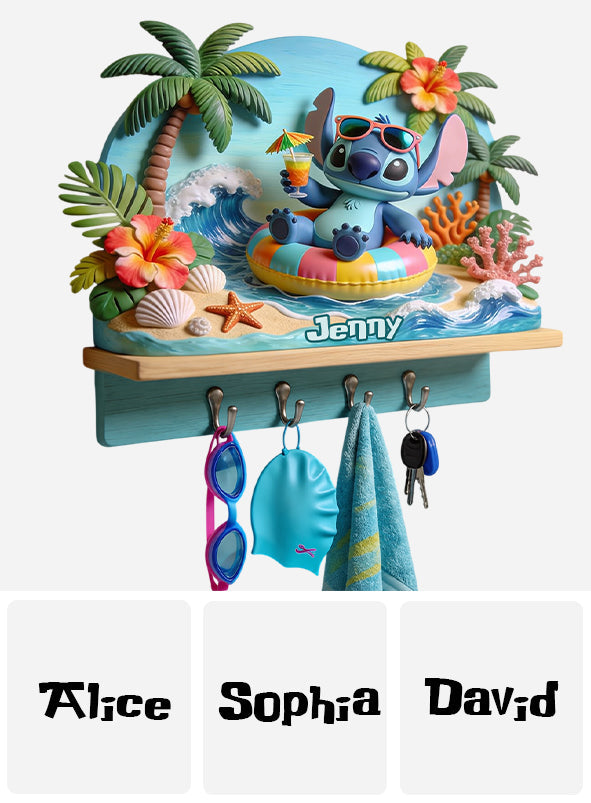 Salty Lil' Beach - Personalized Ohana Custom Shaped Hanging Rack