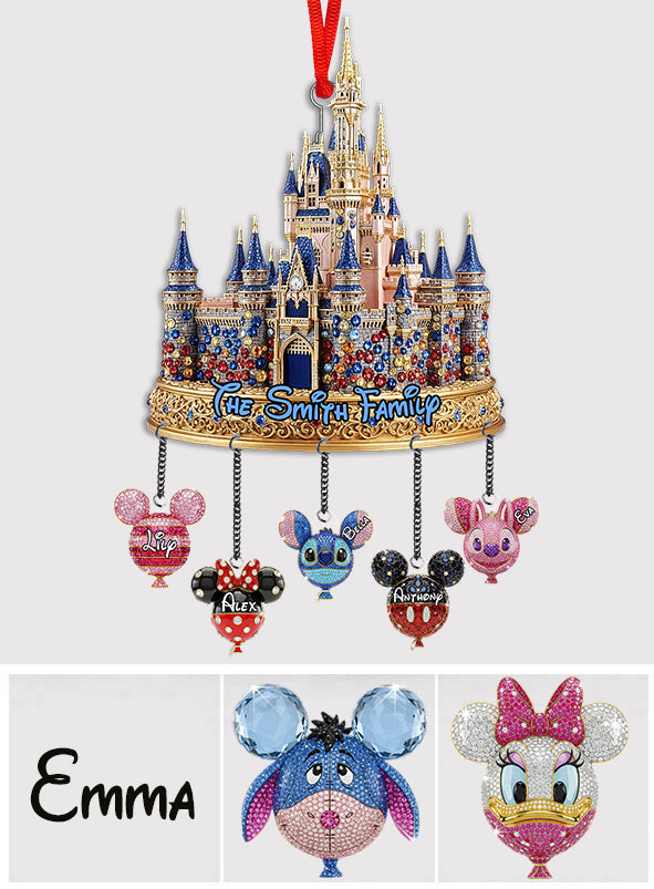 Magical Castle Family Ornament - Personalized Mouse Ornament With Charm