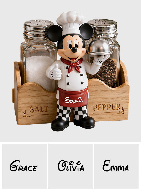 Funny Salt And Pepper Shakers with Mouse Chef - Personalized Mouse Spice Jars Holder
