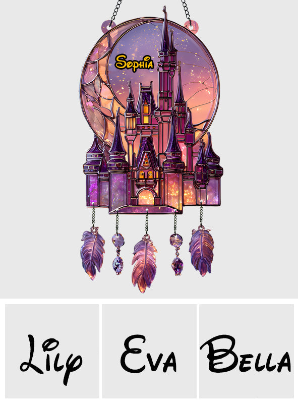 Magical Land - Personalized Mouse Window Hanging Suncatcher With Charms