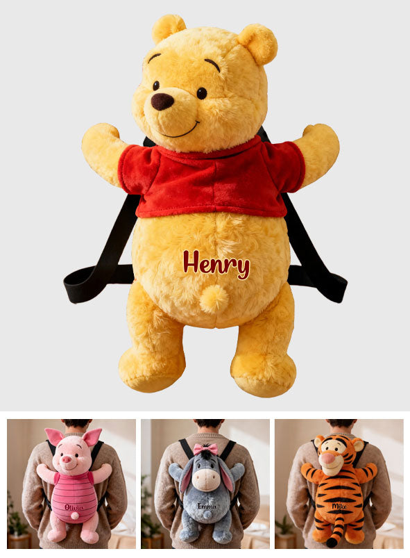 Bear Clinging - Personalized Yellow Bear Plush Backpack