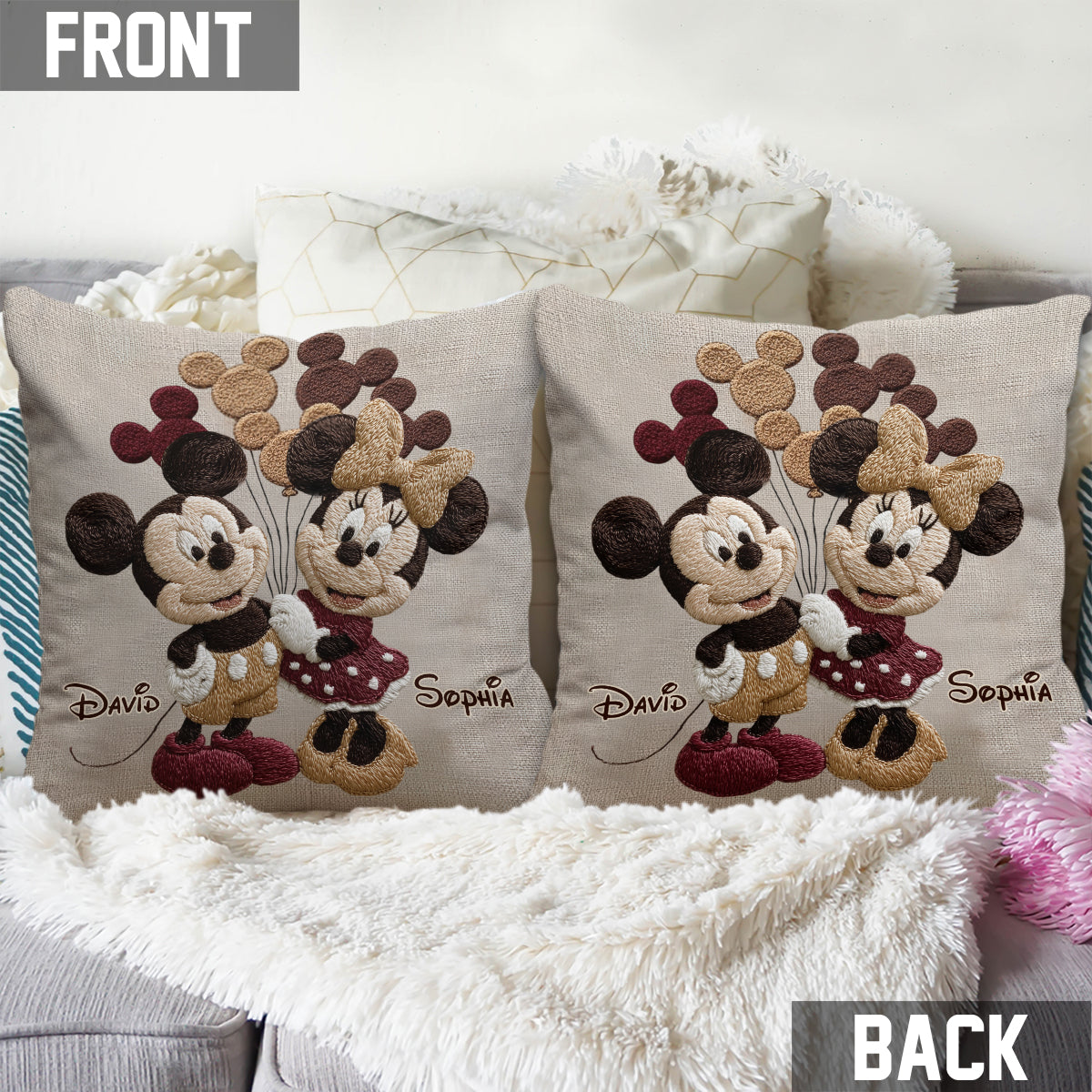 You & Me - Personalized Mouse Throw Pillow