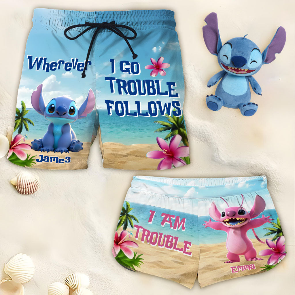 Where I Go Trouble Follows - Personalized Ohana Men Shorts and Women Shorts