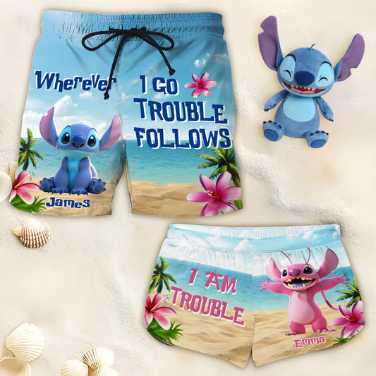 Where I Go Trouble Follows - Personalized Ohana Men Shorts and Women Shorts