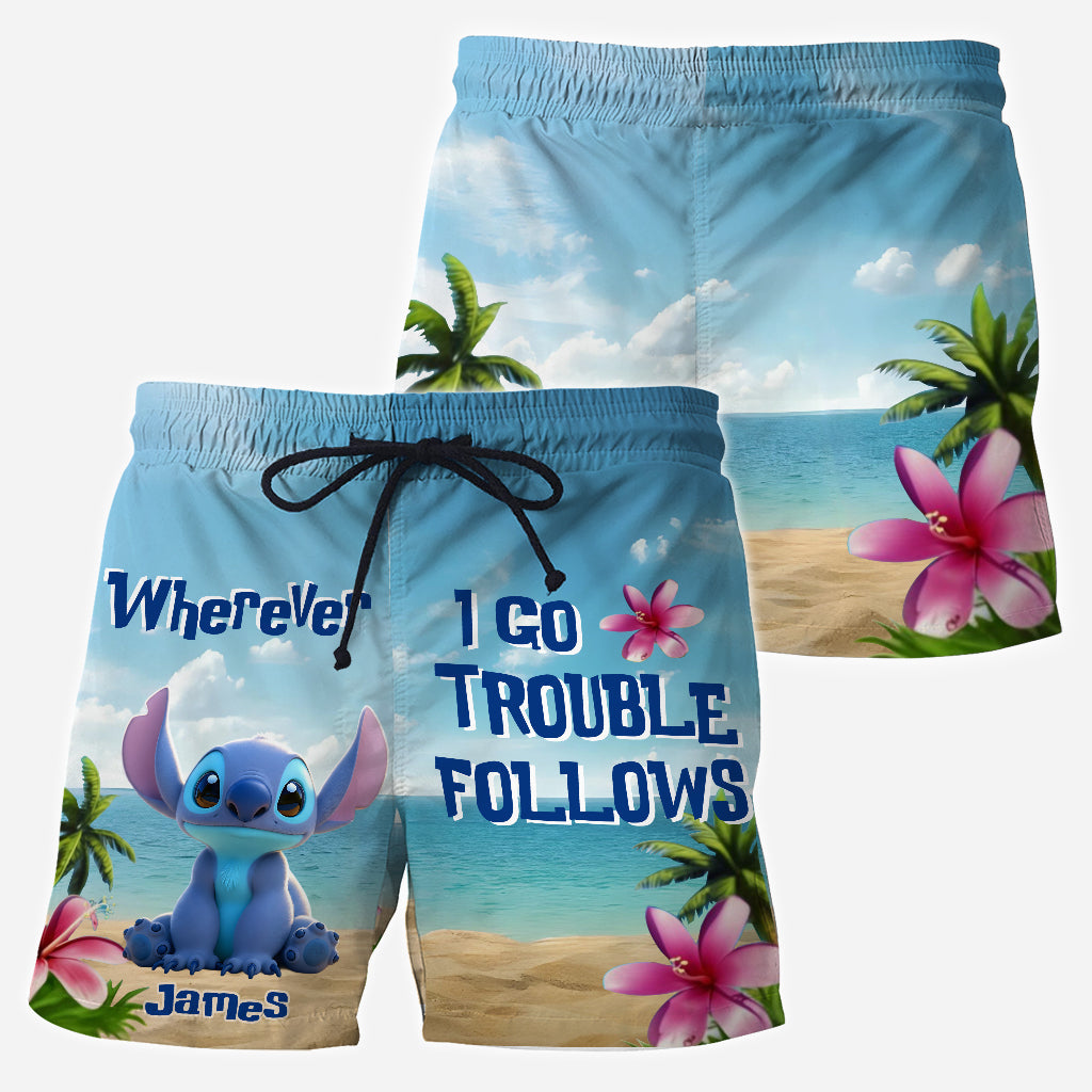 Where I Go Trouble Follows - Personalized Ohana Men Shorts and Women Shorts