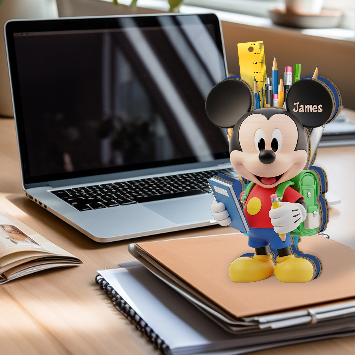 Back To School - Personalized Mouse Wooden Pen Holder