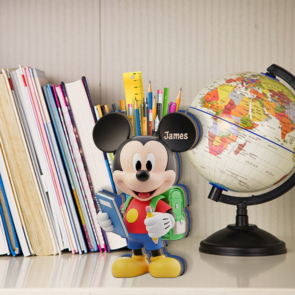Back To School - Personalized Mouse Wooden Pen Holder