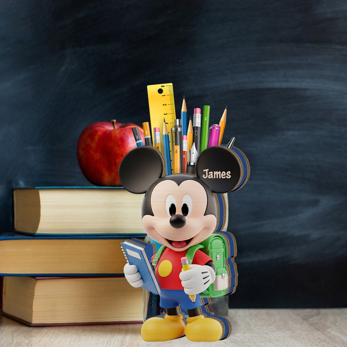 Back To School - Personalized Mouse Wooden Pen Holder