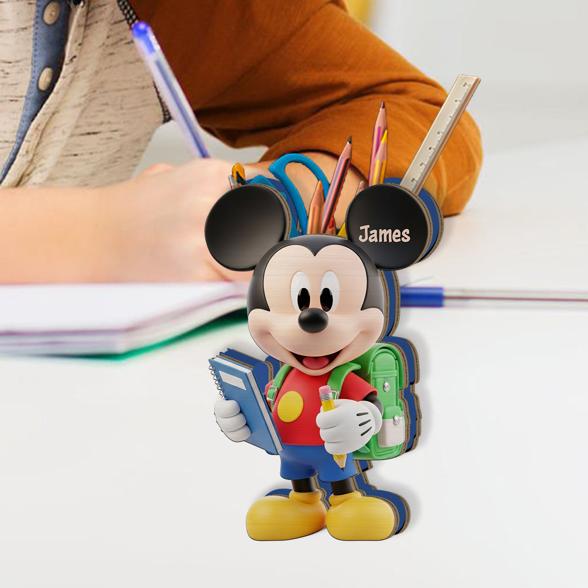 Back To School - Personalized Mouse Wooden Pen Holder