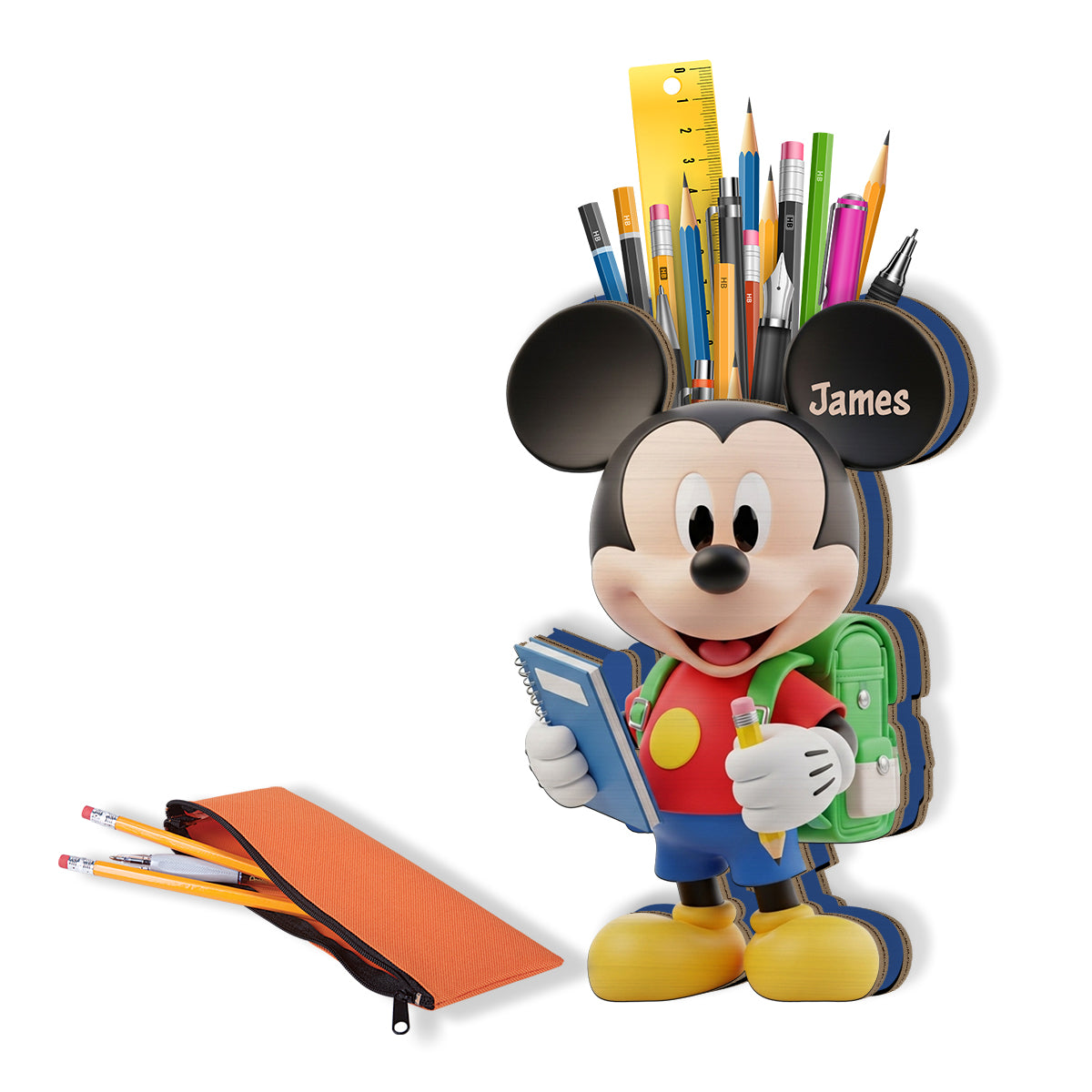 Back To School - Personalized Mouse Wooden Pen Holder