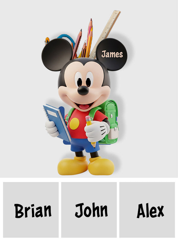 Back To School - Personalized Mouse Wooden Pen Holder