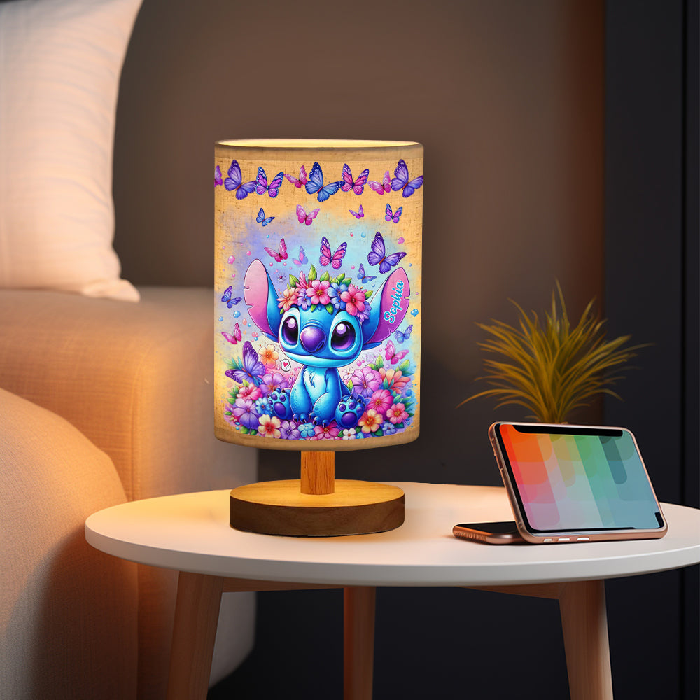 Blue Ohana - Personalized Ohana Table Lamp with Wood Base