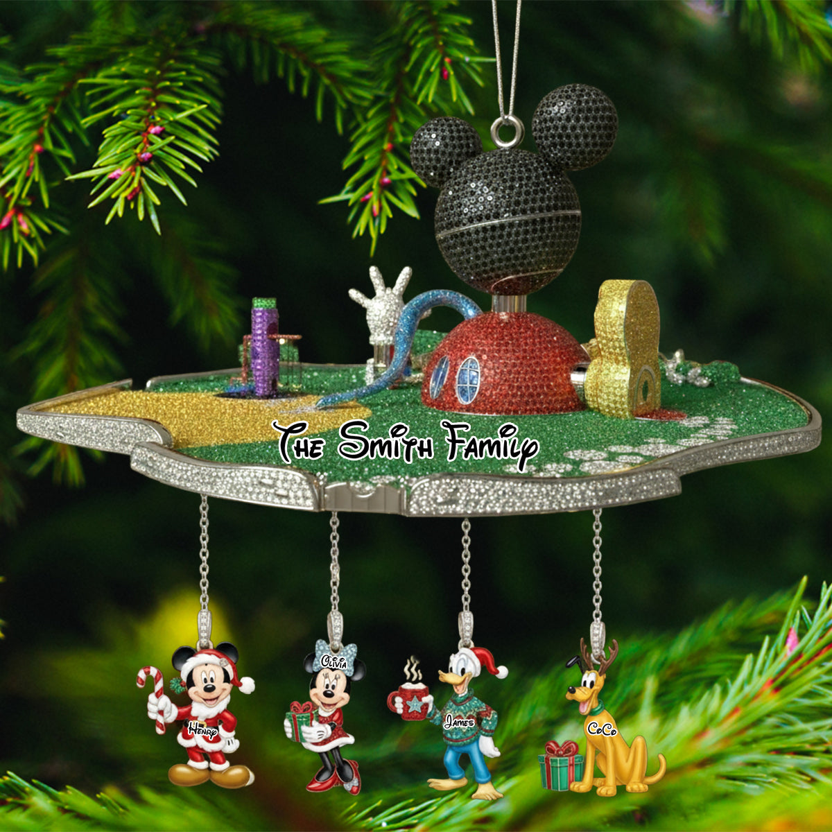 Big Ears Mouse Club House - Personalized Mouse Ornament With Charm