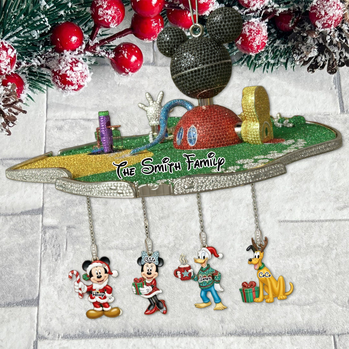 Big Ears Mouse Club House - Personalized Mouse Ornament With Charm