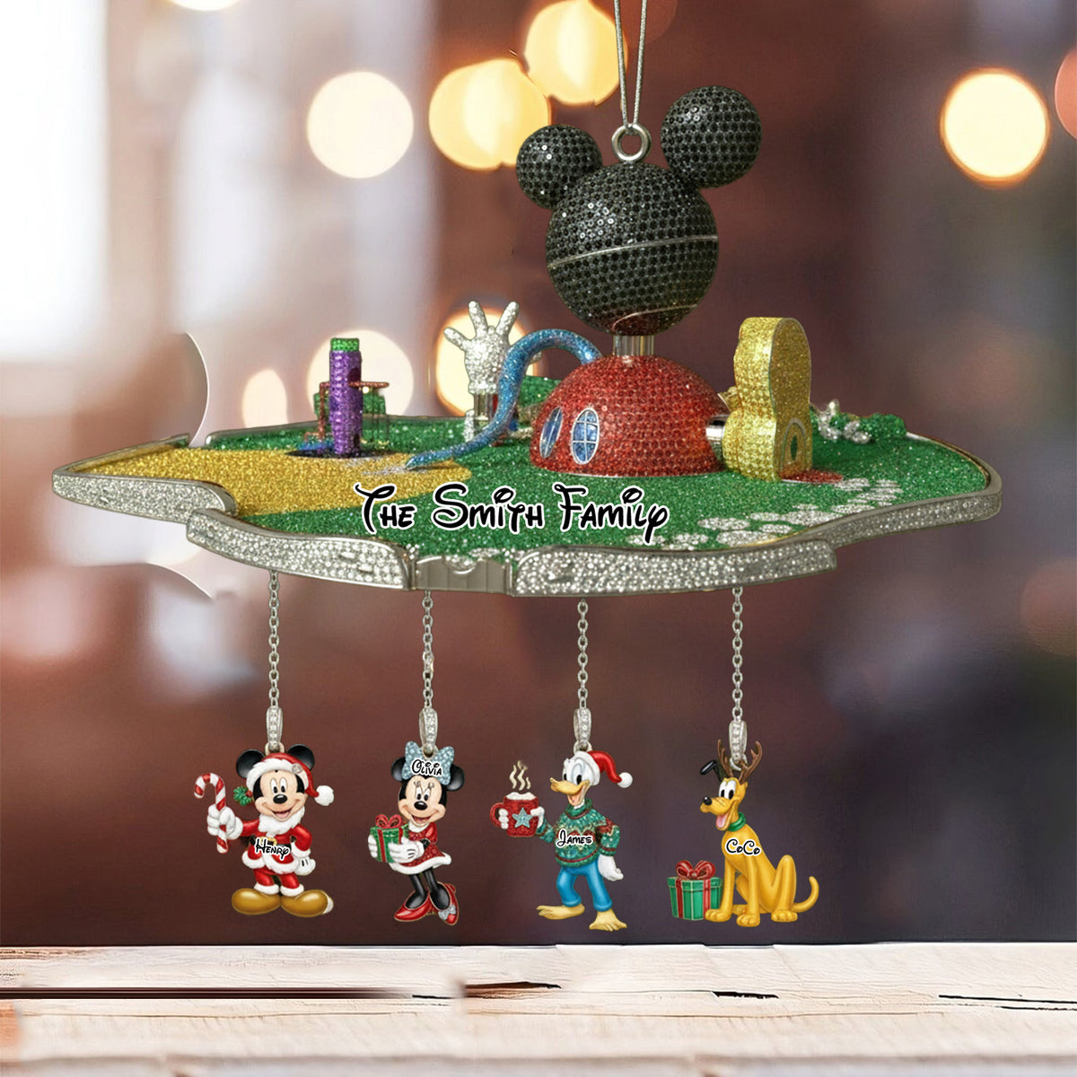 Big Ears Mouse Club House - Personalized Mouse Ornament With Charm