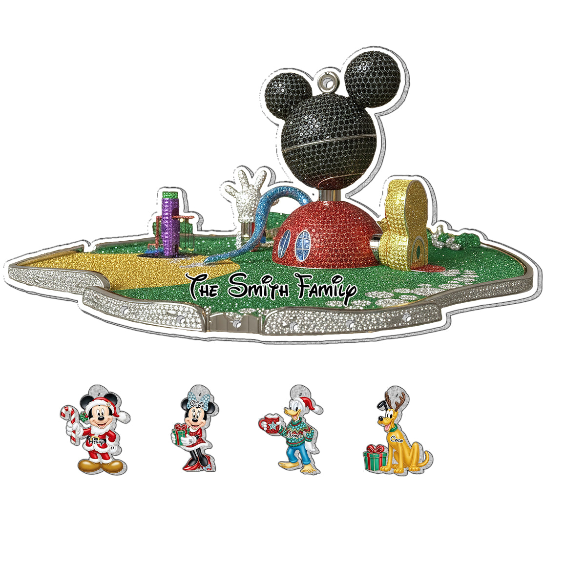 Big Ears Mouse Club House - Personalized Mouse Ornament With Charm