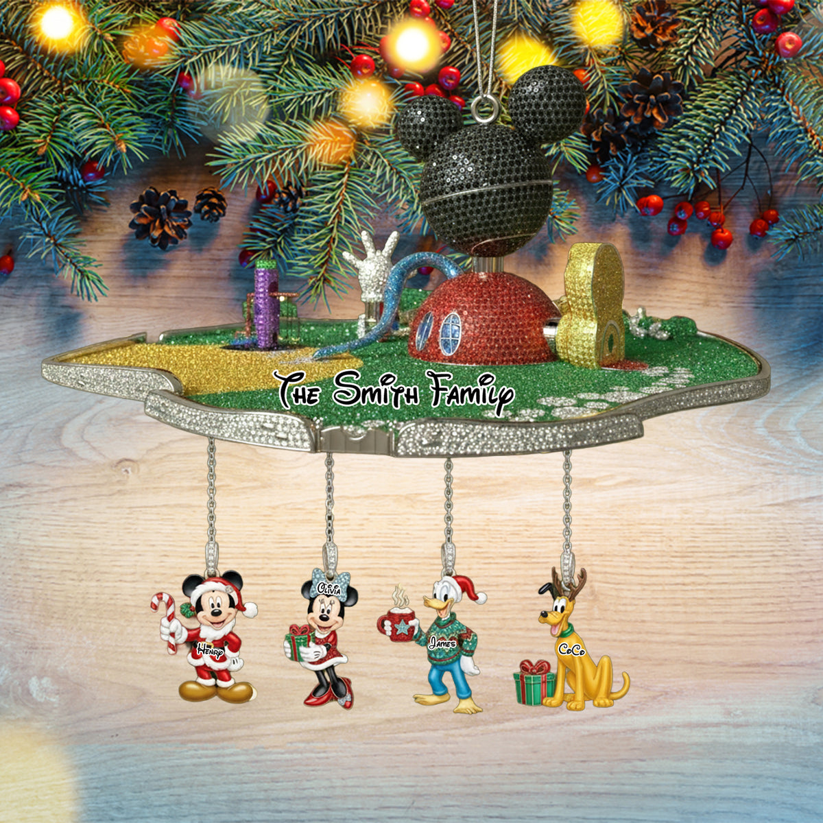 Big Ears Mouse Club House - Personalized Mouse Ornament With Charm
