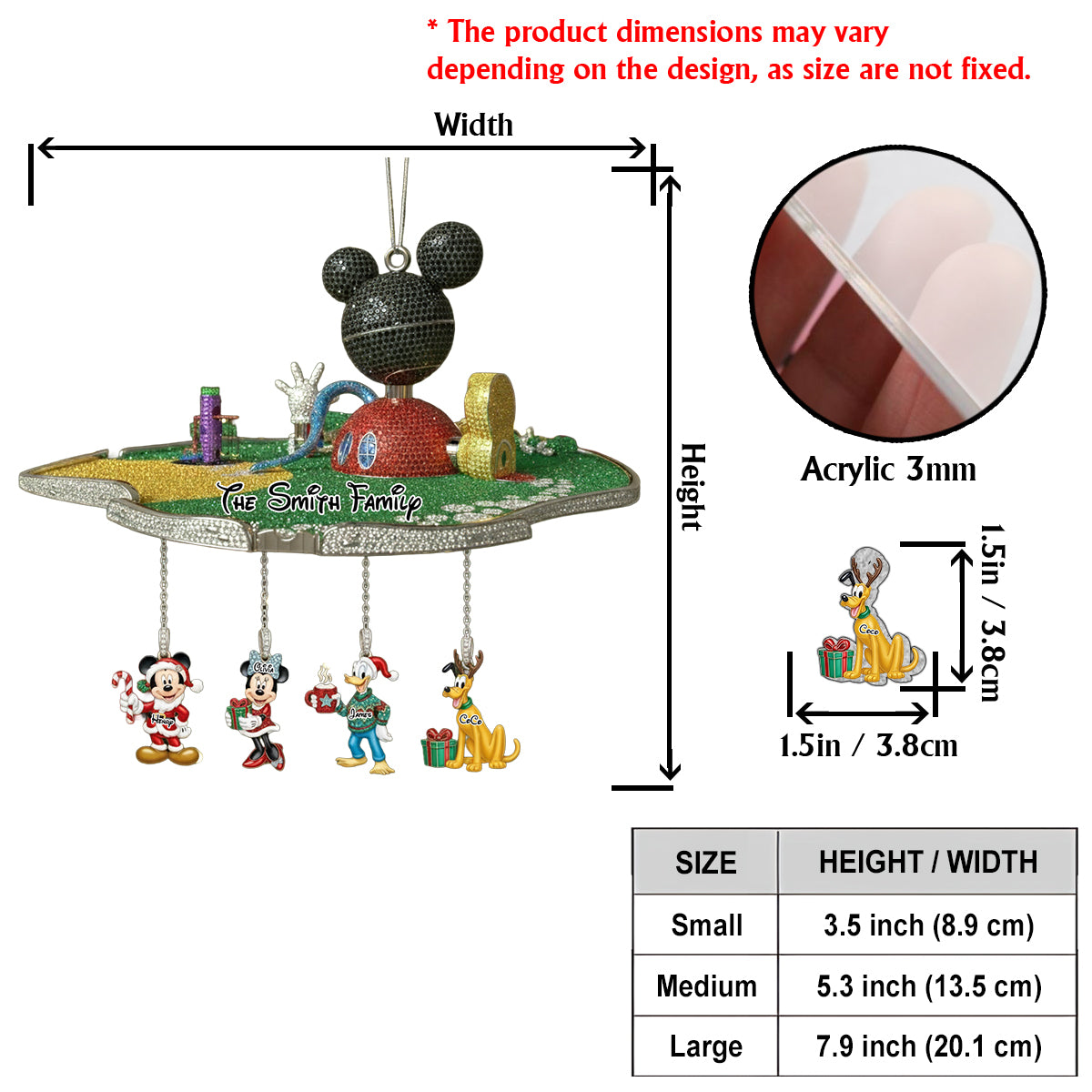 Big Ears Mouse Club House - Personalized Mouse Ornament With Charm