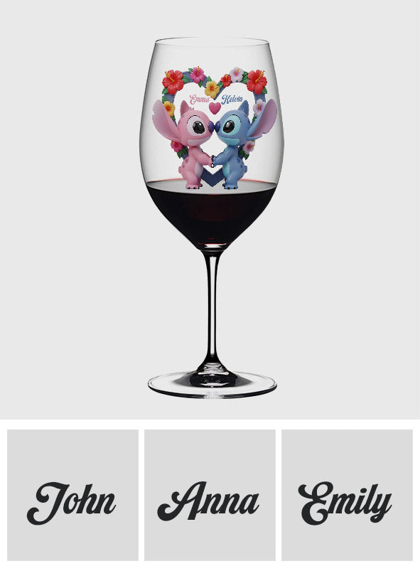 Couple Ohana Means Family - Personalized Ohana Wine Glass With Long Stem