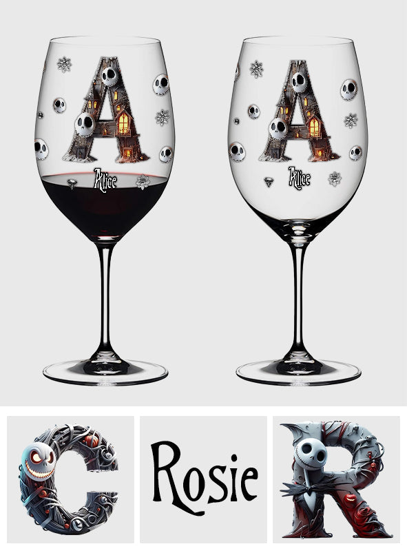 Halloween Before Christmas - Personalized Nightmare Wine Glass With Long Stem