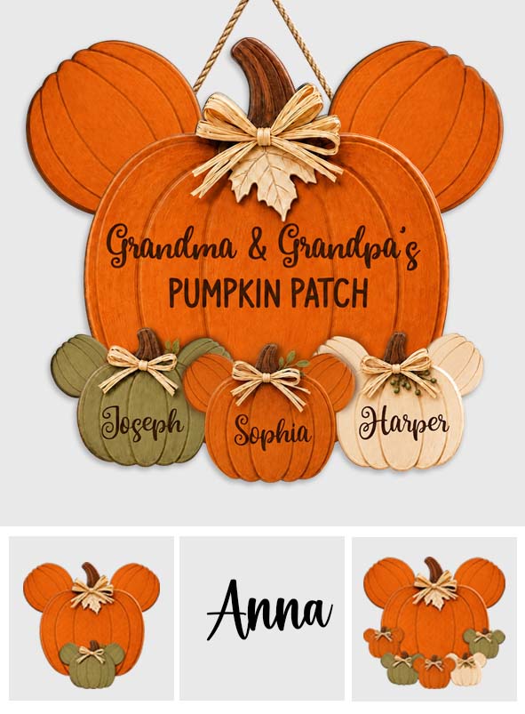Pumpkin Patch - Personalized Mouse Custom Shaped Wood Sign