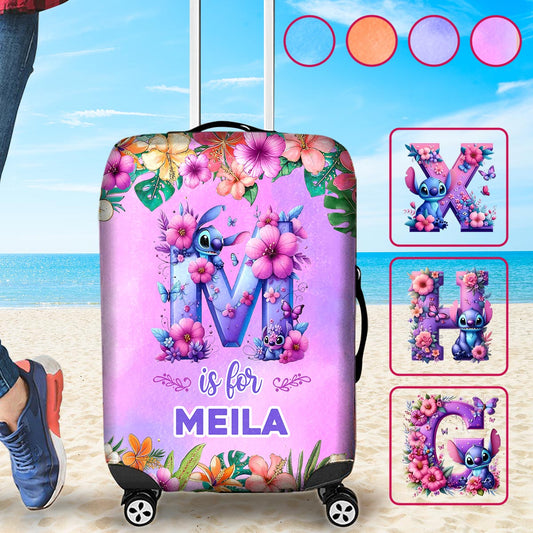 Blue Ohana Alphabet Letter Custom Name - Personalized Ohana Luggage Cover