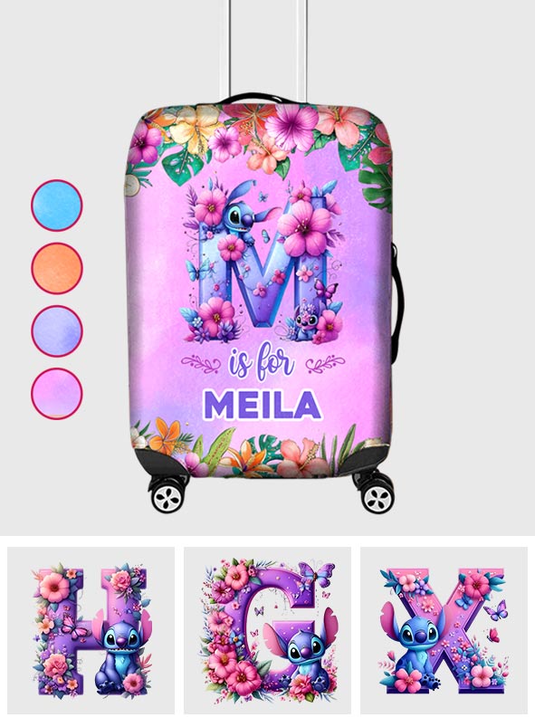 Blue Ohana Alphabet Letter Custom Name - Personalized Ohana Luggage Cover