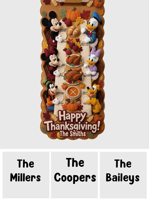 Happy Thanksgiving - Personalized Mouse Custom Shape Table Runner