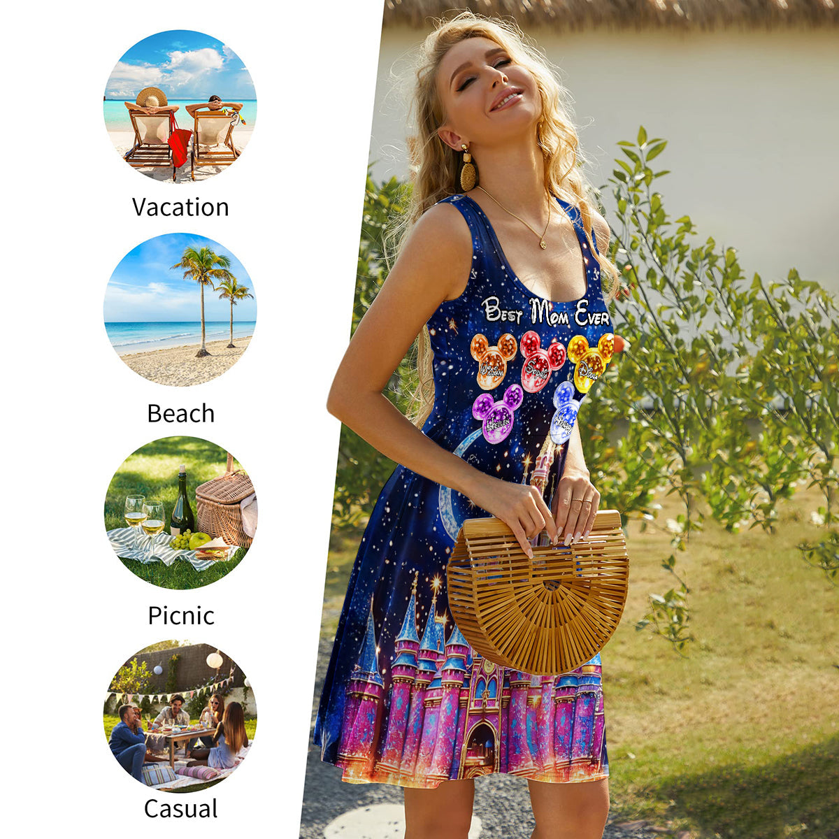 Best Mom Ever - Personalized Mouse Sleeveless Dress