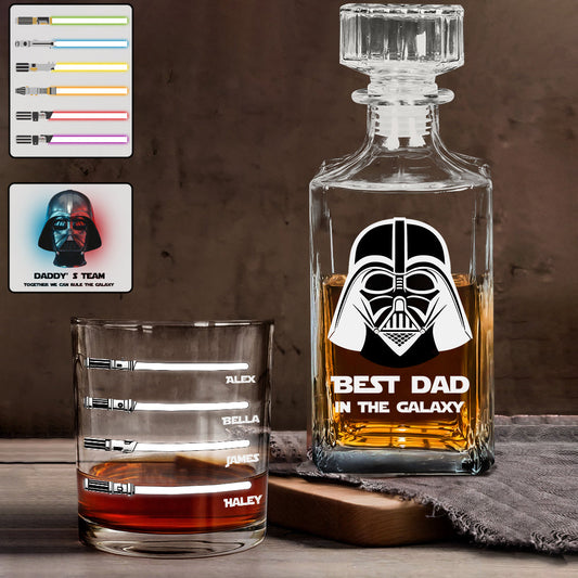 Best Dad In The Galaxy - Personalized The Force Whiskey Decanter Set