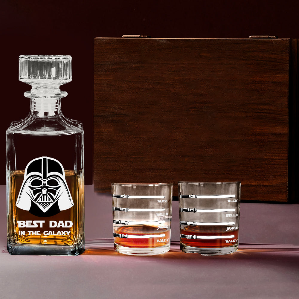 Best Dad In The Galaxy - Personalized The Force Whiskey Decanter Set