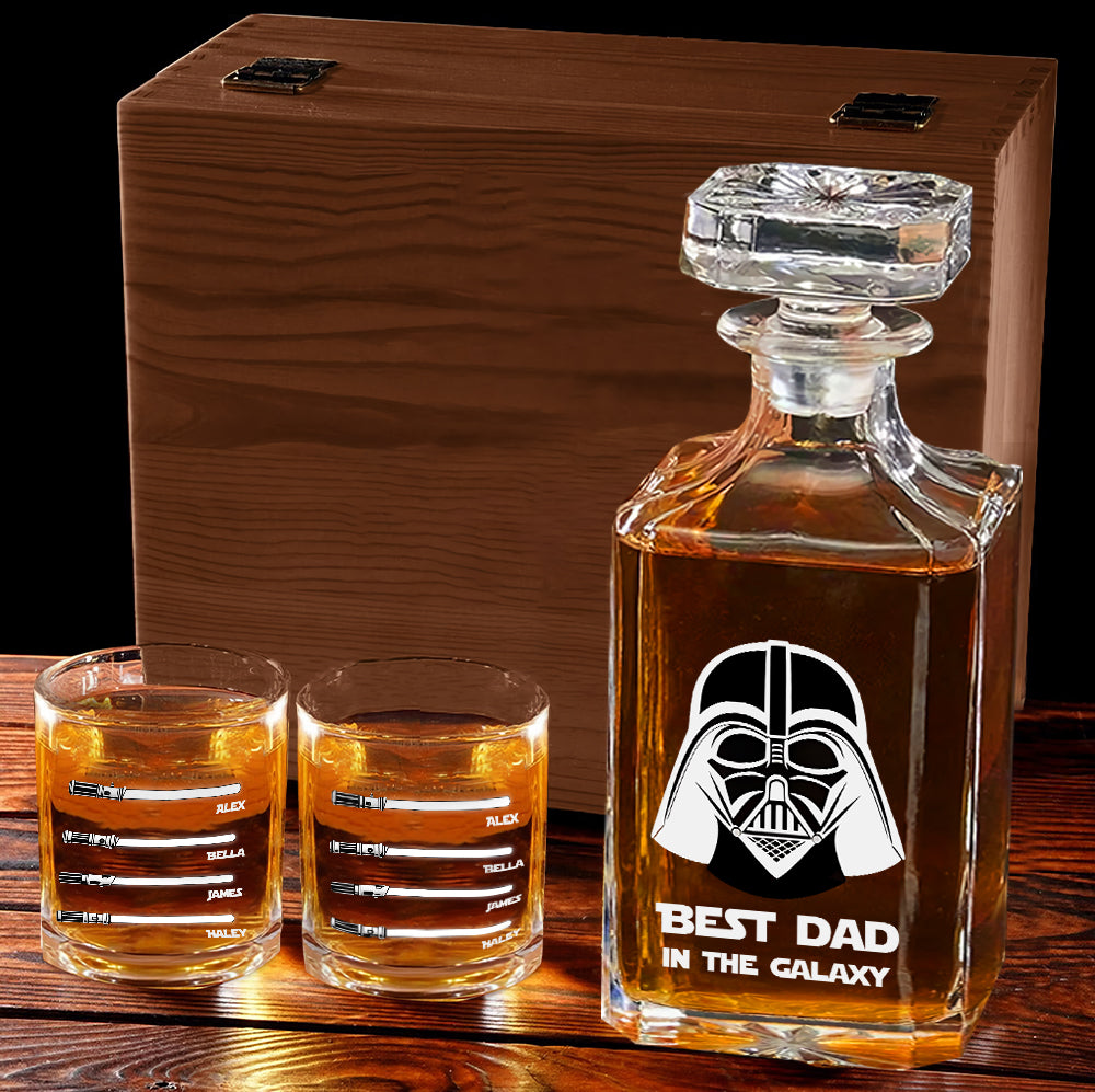 Best Dad In The Galaxy - Personalized The Force Whiskey Decanter Set