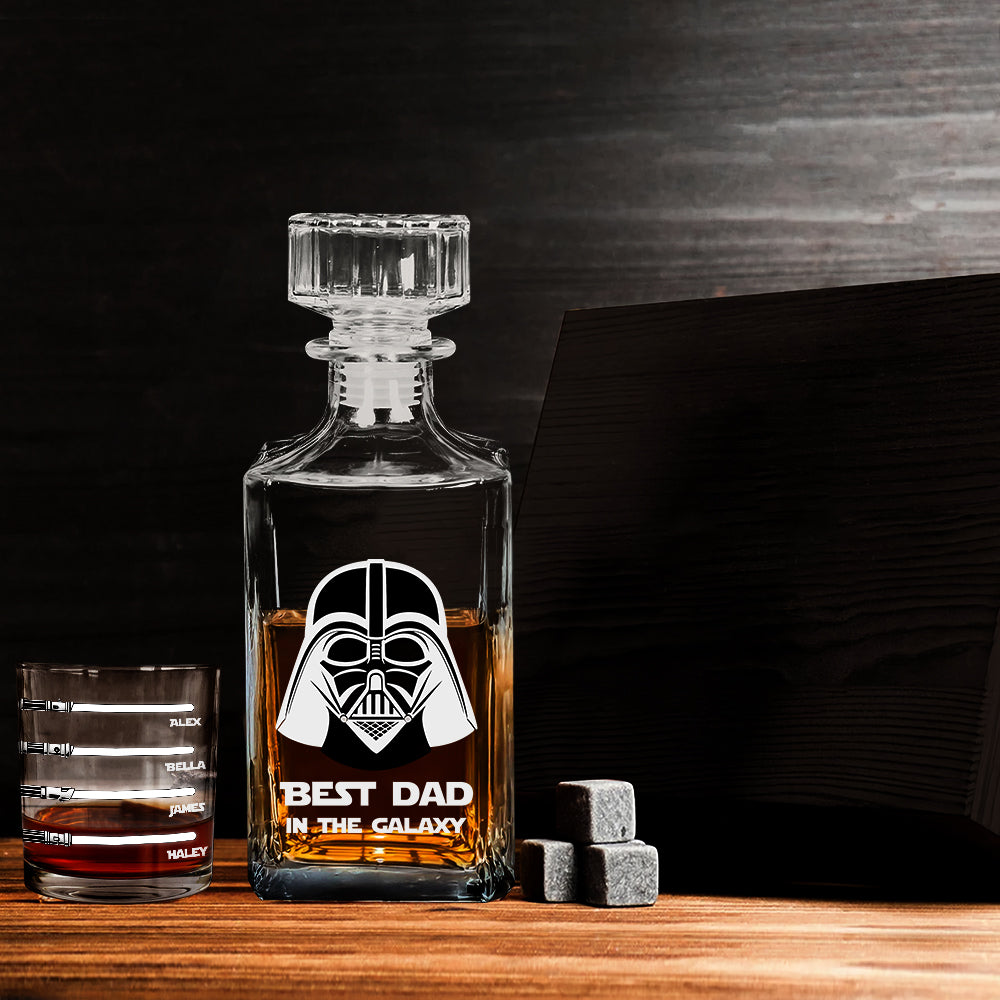 Best Dad In The Galaxy - Personalized The Force Whiskey Decanter Set