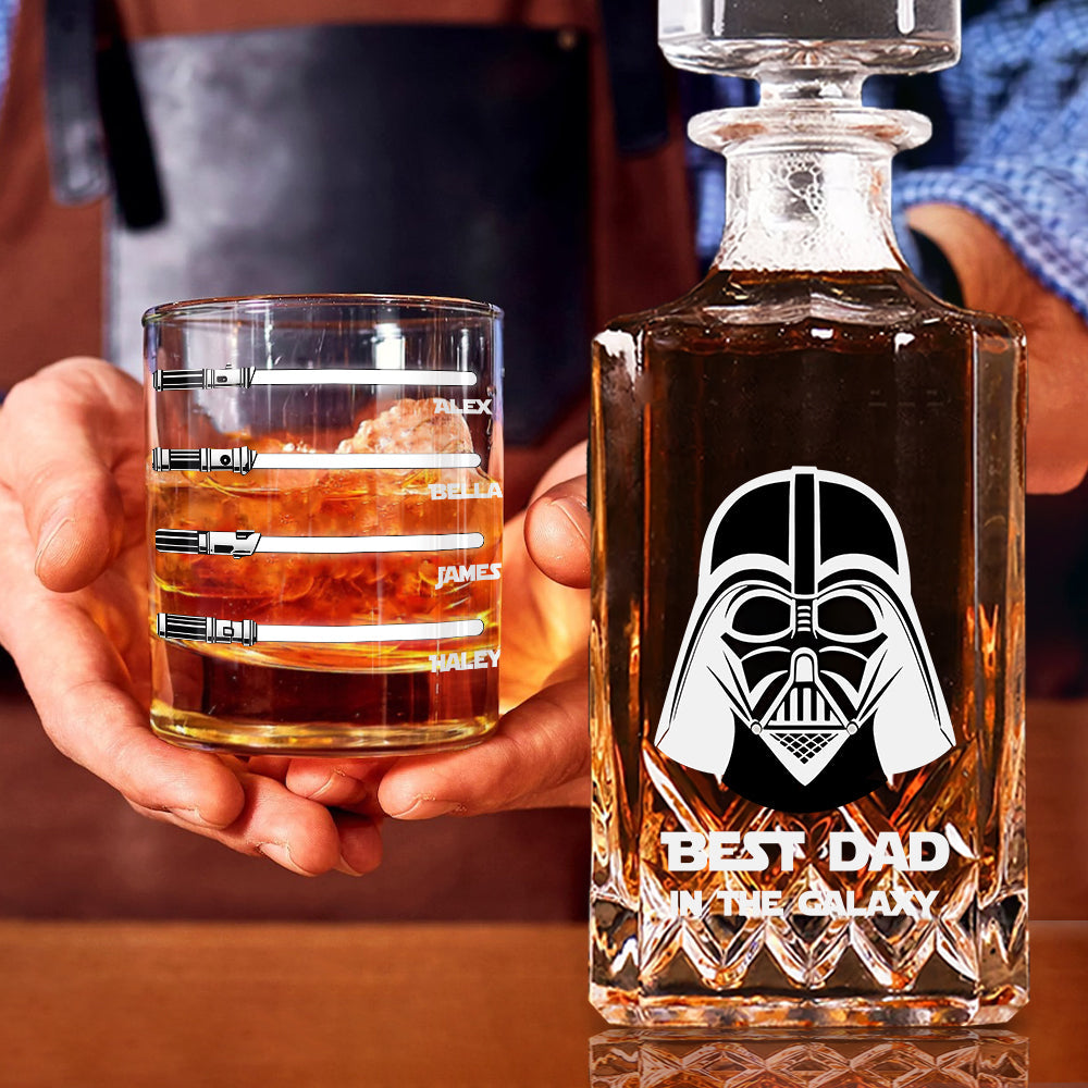 Best Dad In The Galaxy - Personalized The Force Whiskey Decanter Set