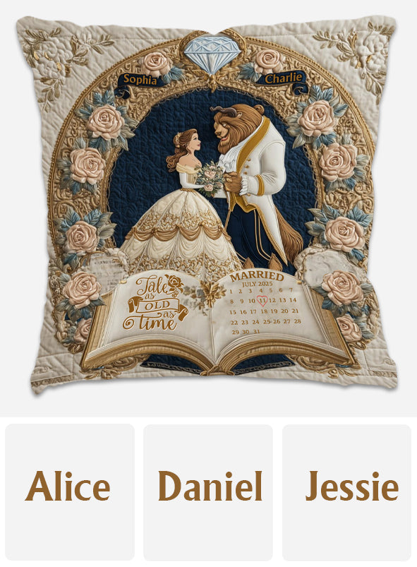 Fairy Tale Romantic Tale As Old As Time - Personalized Couple Throw Pillow