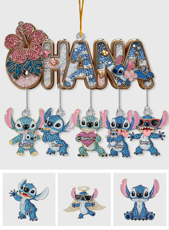 Blue Ohana Family - Personalized Ohana Ornament With Charm