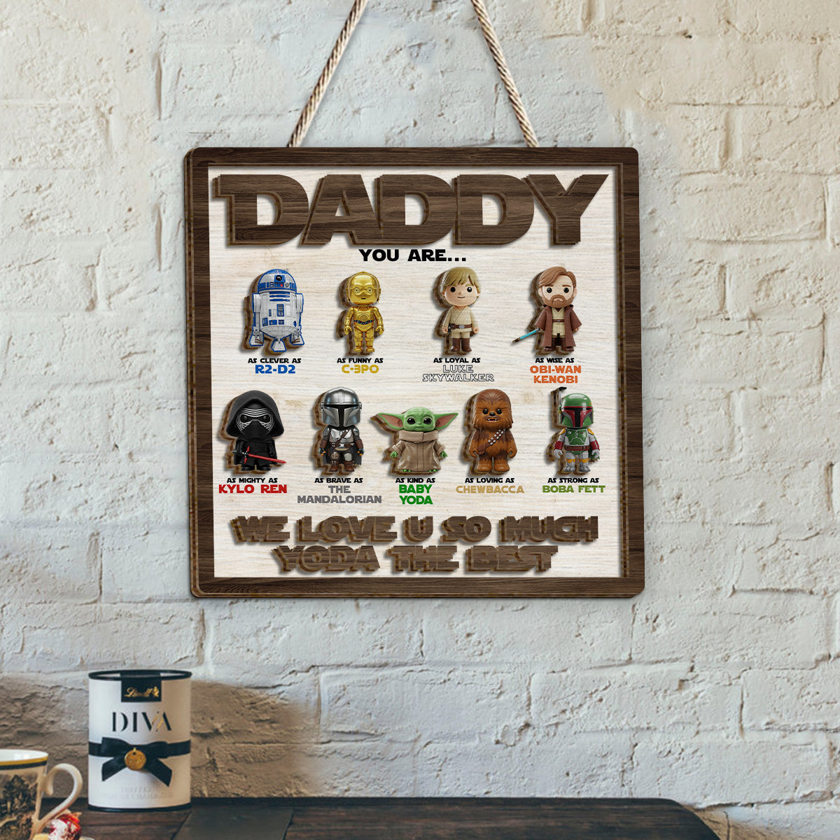 Best Dad In The Galaxy - Personalized The Force 2 Layered Wood Sign / Wood Plaque