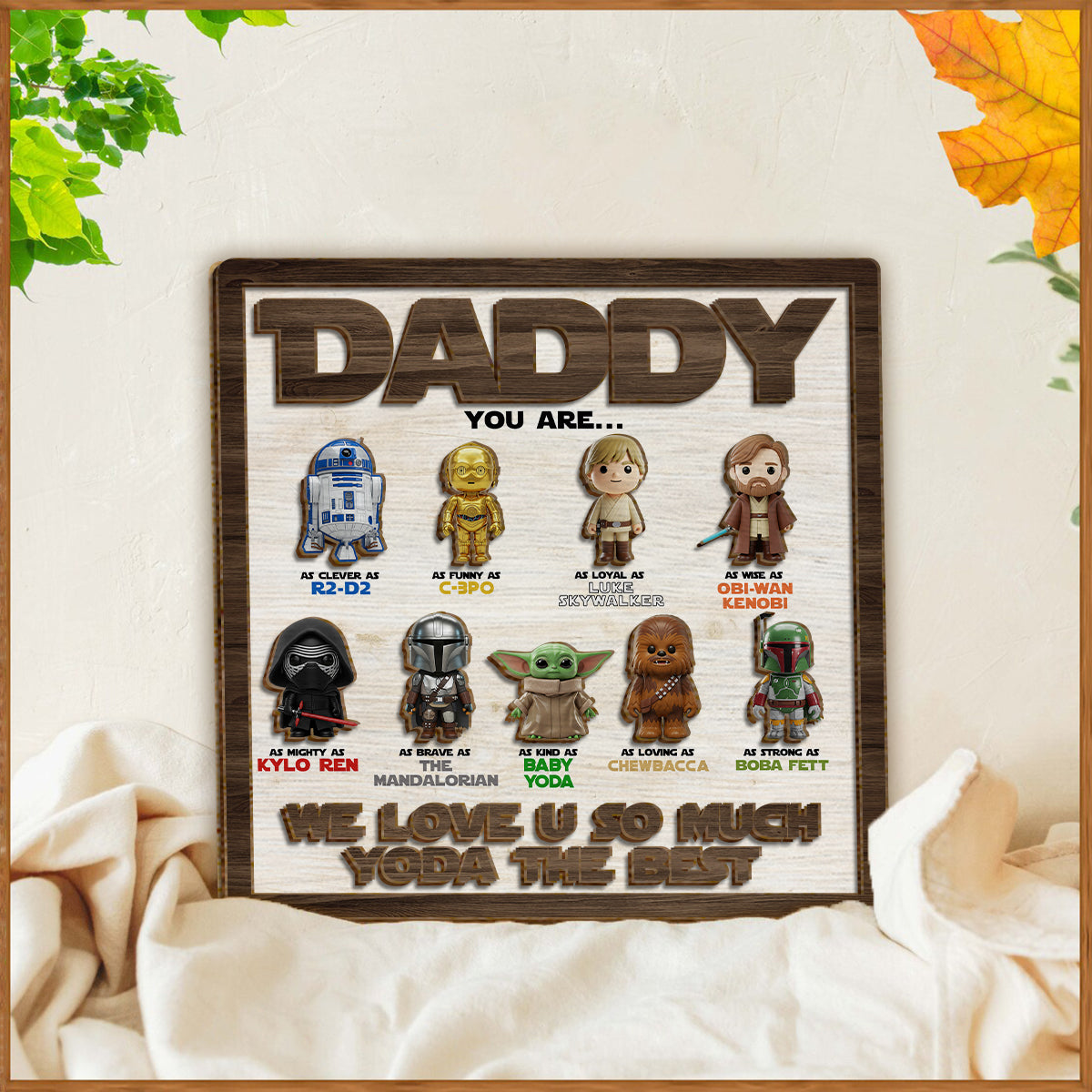 Best Dad In The Galaxy - Personalized The Force 2 Layered Wood Sign / Wood Plaque