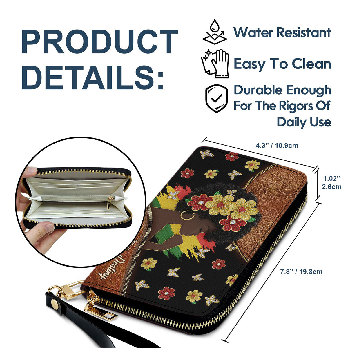 Black Girl Magic - Personalized African American Leather Long Wallet