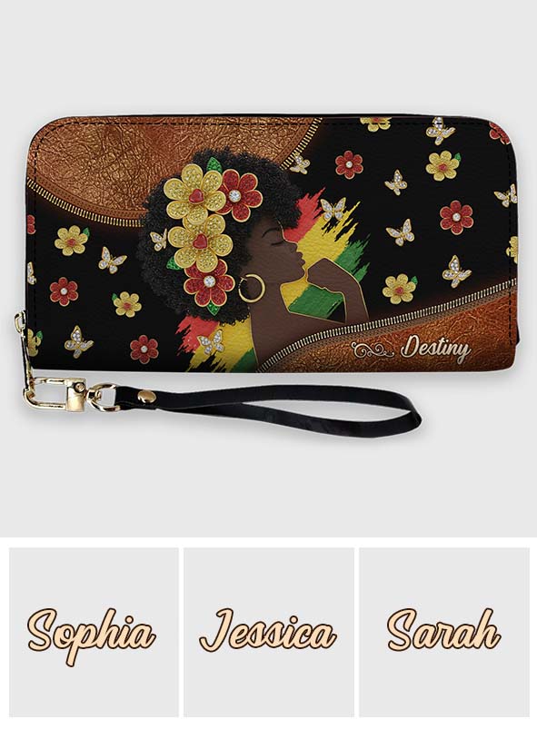 Black Girl Magic - Personalized African American Leather Long Wallet