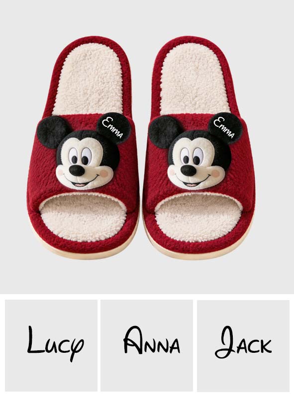 Big Ears Duo - Personalized Mouse Open-Toe Slippers